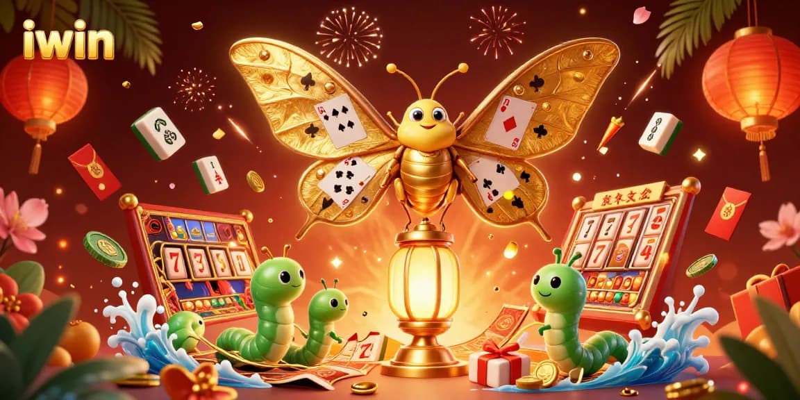 Engage in exciting gaming experiences with iwin featuring a vibrant scene of a casino moth and rich golden elements.