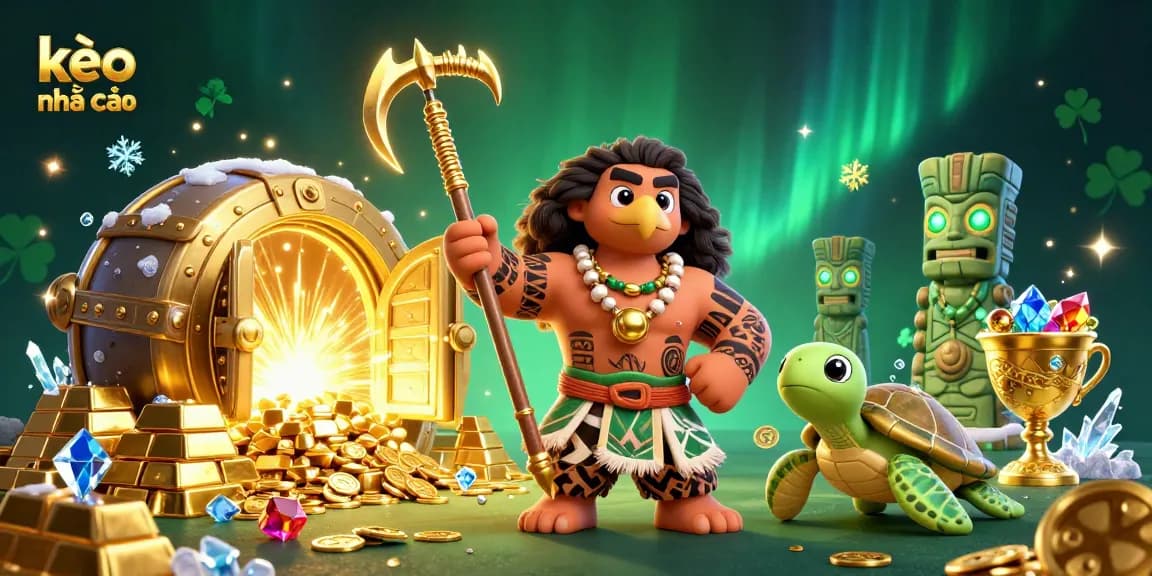 Experience kèo nhà cái with vibrant treasure elements and cartoon characters in a dynamic casino scene.