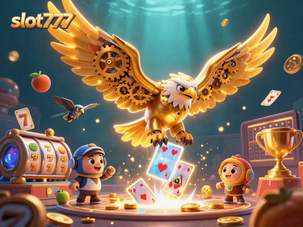 Engage with slot777's thrilling experience through a dynamic 3D carousel of gaming elements.
