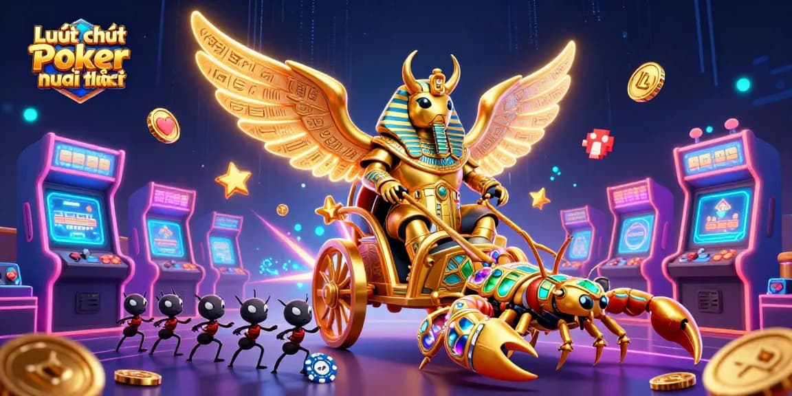 Engage with Luật chơi Poker mới nhất through a vibrant poker-themed 3D illustration showcasing dynamic elements.