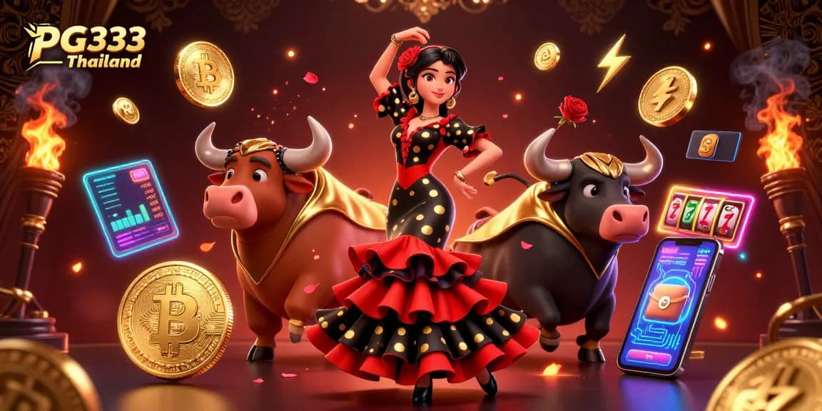 Engage with PG333 Thailand’s vibrant slots and crypto scenes featuring a flamenco dancer.