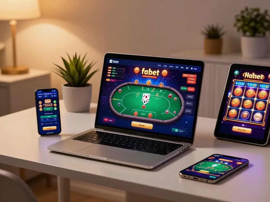 Experience fabet with an engaging online poker game setup showcasing interactive gameplay on multiple devices.
