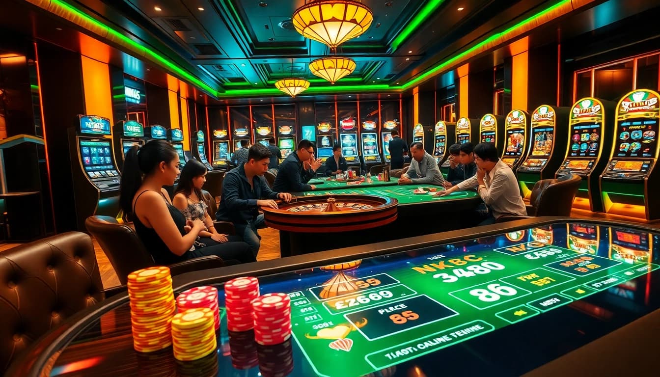 Engaging players strategically betting on NK88 game at an elegant digital casino table