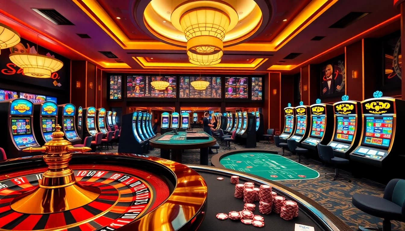 SODO players enjoying an exciting game night with vibrant casino tables and chips.