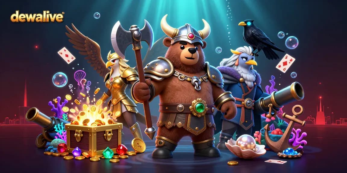 Menggali harta karun di Dewalive dengan beruang Viking dan elang Valkyrie yang epik.