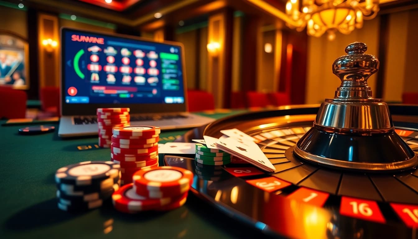 Experience high-stakes gambling excitement at https://sunwin11.sh/ with vibrant roulette and poker visuals.