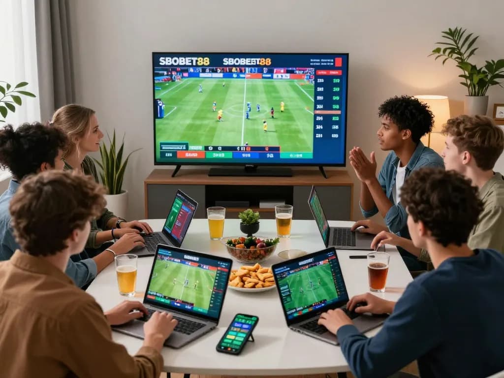 SBOBET88 live betting experience with friends in a vibrant setting.