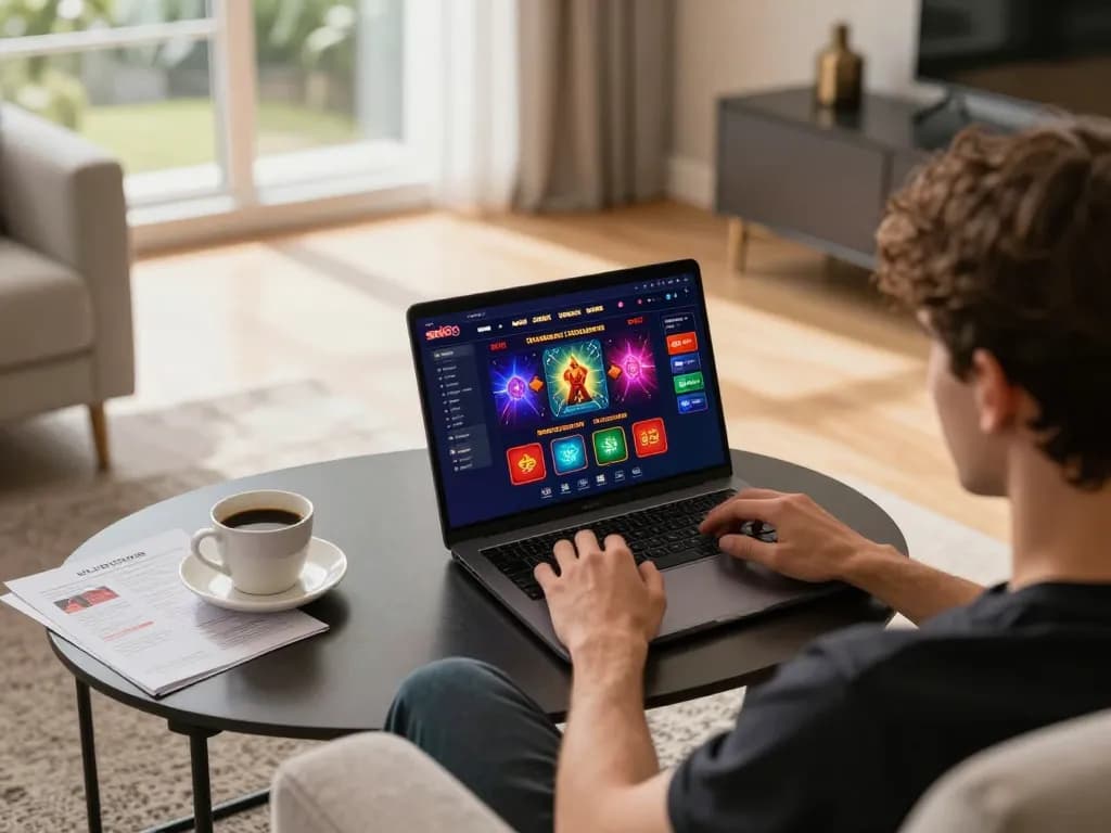 Experience thrilling gameplay at sin88 online casino through a modern home setup.