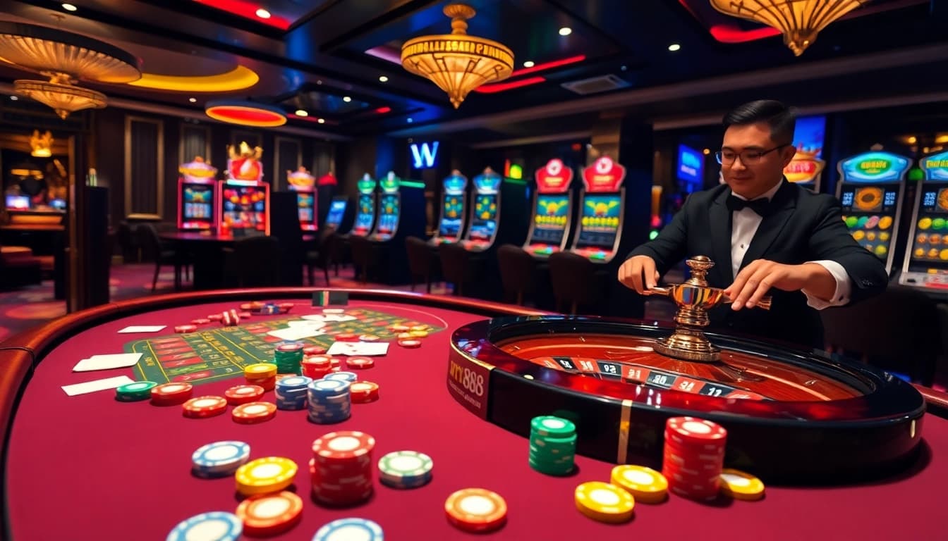 Experience the thrill of rr88 casino gameplay with vibrant tables and exciting gaming action.