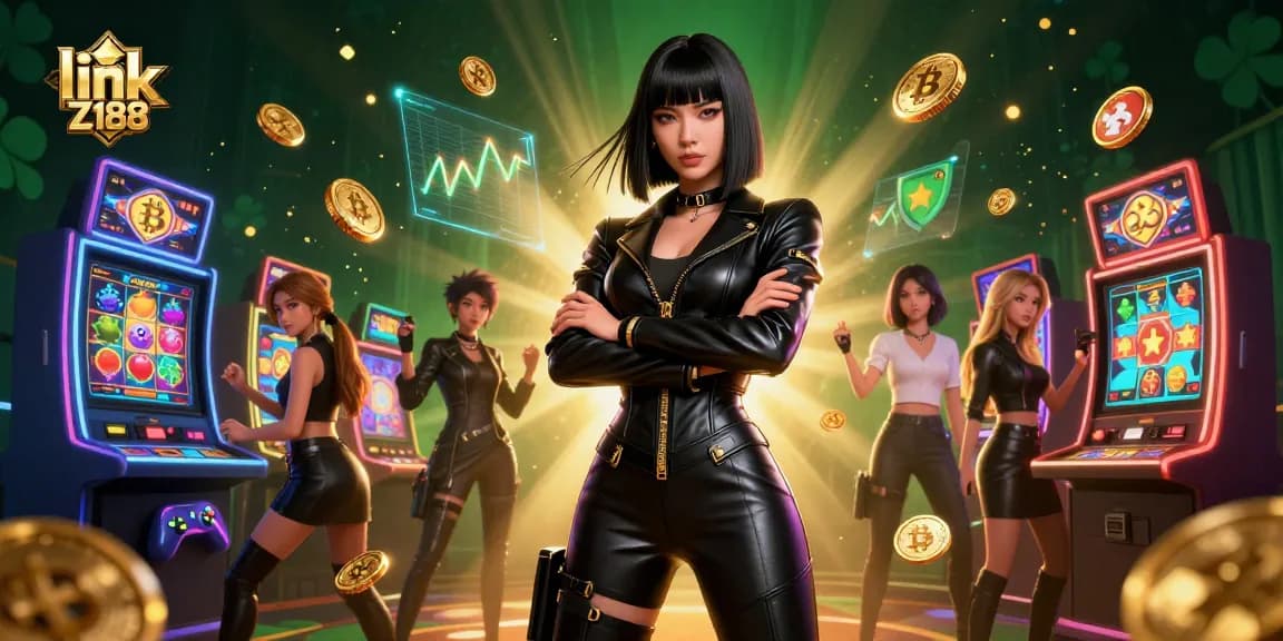 Engage in thrilling experiences with link Z188 as Bitcoin coins and slot machines illuminate a vibrant casino.