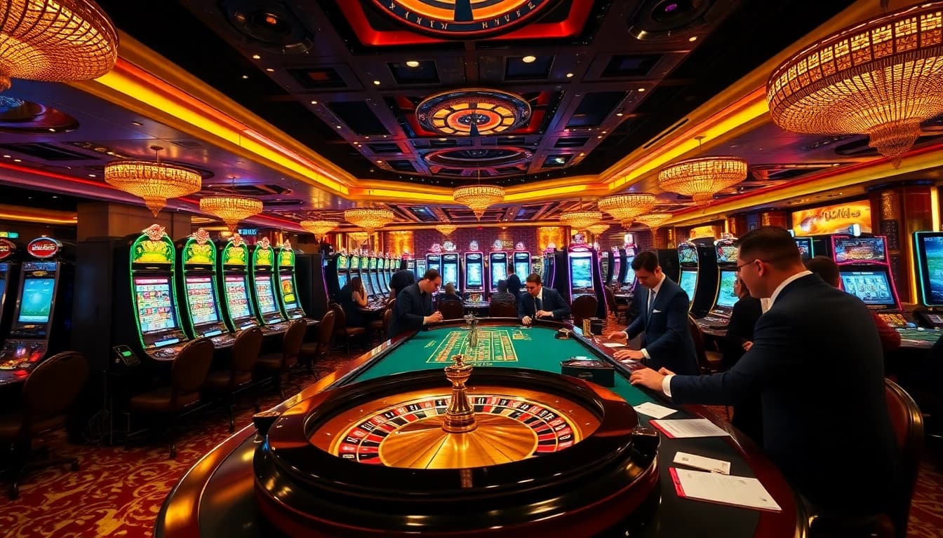 Dynamic casino players celebrating wins at https://dh88.video/ with vibrant roulette and slot machines.