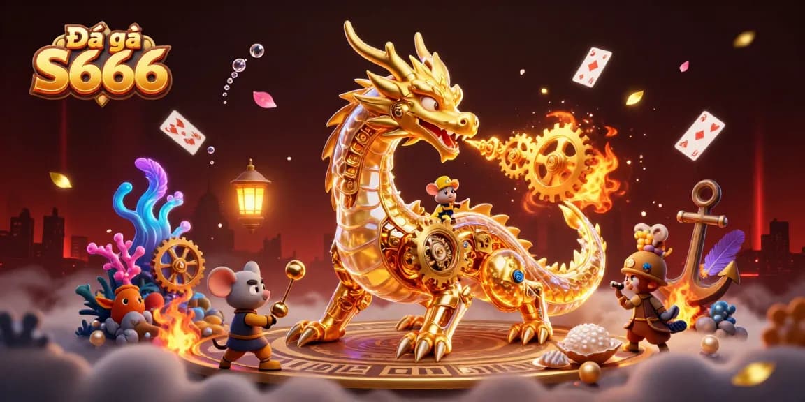Experience thrilling Đá gà S666 matches in a dynamic cockfighting arena with vibrant colors and action.