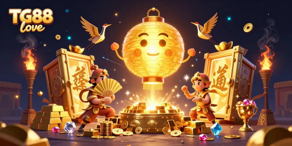 Experience the excitement of TG88 love with vibrant casino elements and golden treasures.