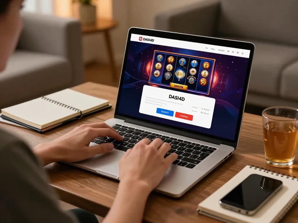 DASI4D login di laptop selama sesi permainan nyaman dengan catatan strategi perjudian bertanggung jawab