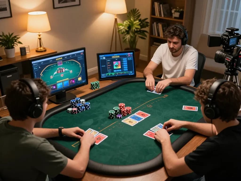 Engaging online poker game scene showcasing ku win strategies and players' intense focus.