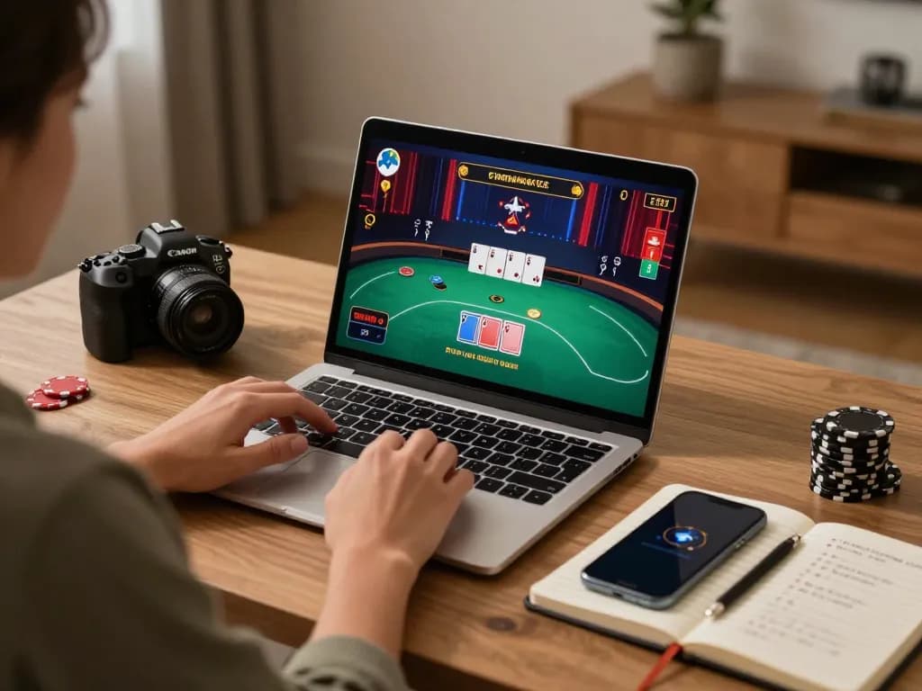 Engaging online poker scene at home with https://sc88.charity/ gaming interface visible.