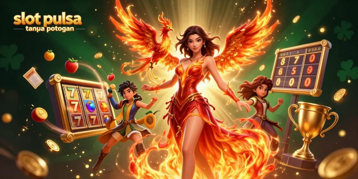 Experience thrilling action with slot pulsa tanpa potongan in a vibrant casino-themed scene