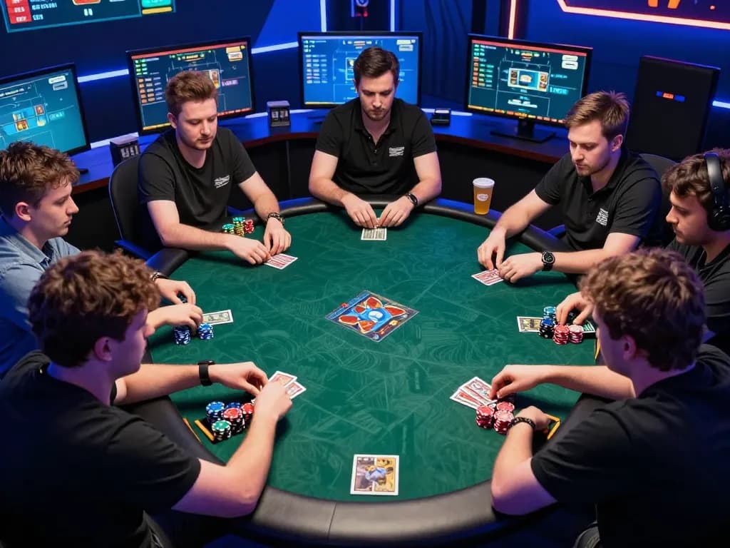 Playing poker on TR88 platform, showcasing intense strategies and stacked chips in a dynamic gaming environment