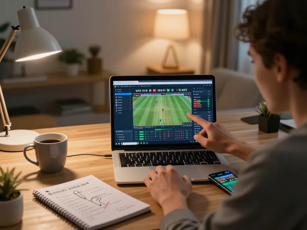 ta88 user analyzing sports betting odds on laptop with live game stats and strategies