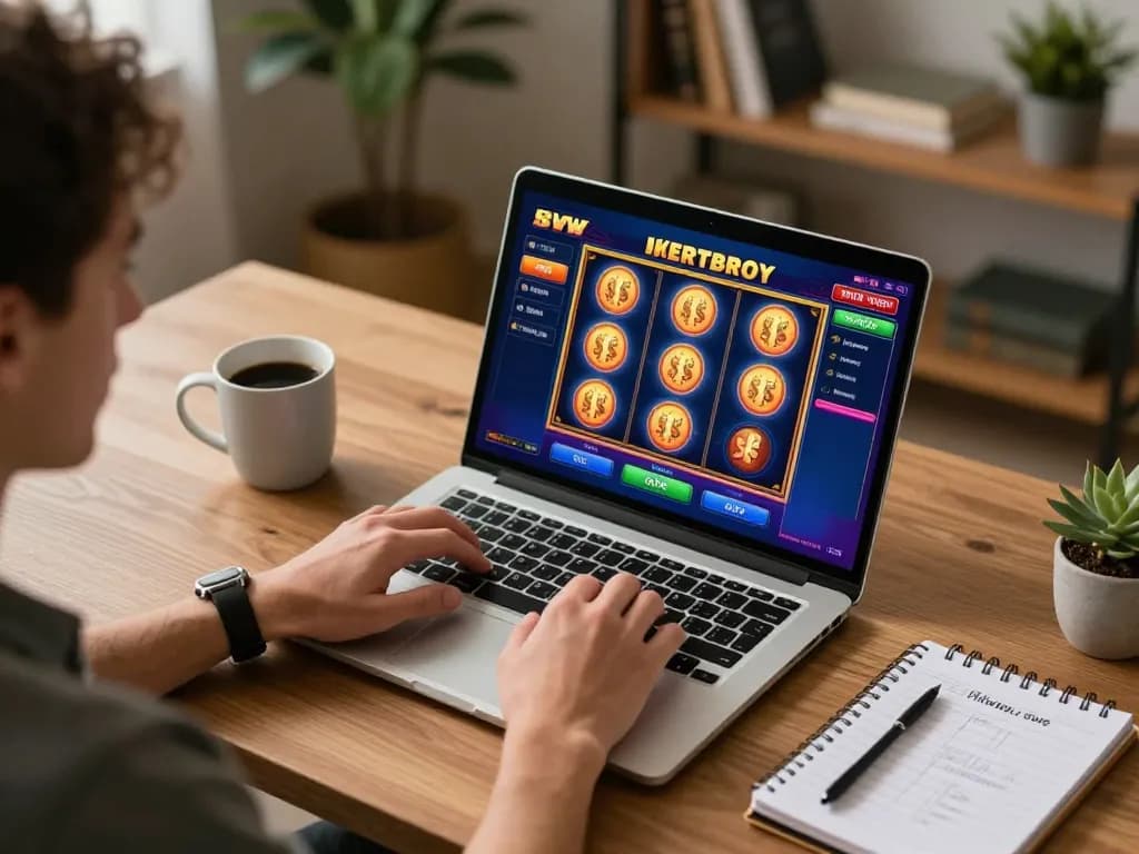Gameplay yang menarik di slot online Bintangmpo dengan visual yang cerah dan catatan strategi pribadi.