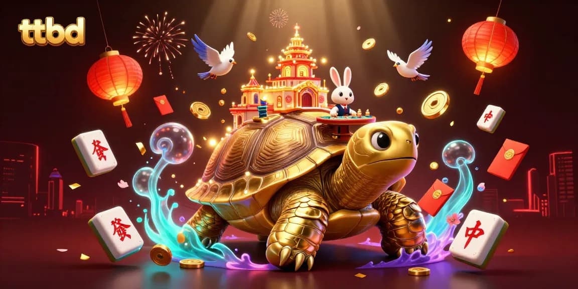 Experience thrilling moments with ttbd seeing a 3D golden tortoise casino illustration packed with action.