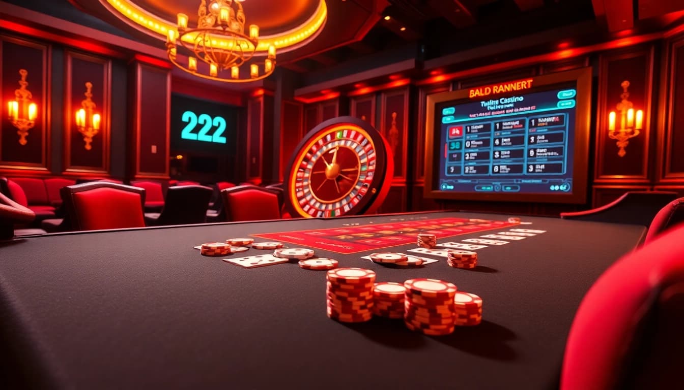 B29 casino table in an exciting gaming environment with poker chips and a roulette wheel.