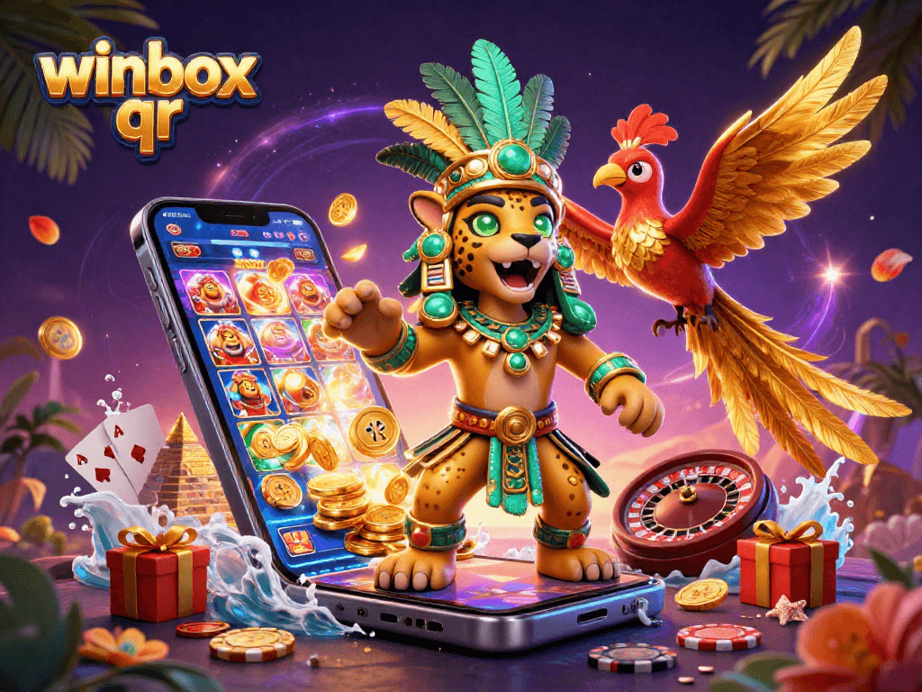 Experience thrilling moments with winbox qr's striking 3D illustration showcasing dynamic casino action.
