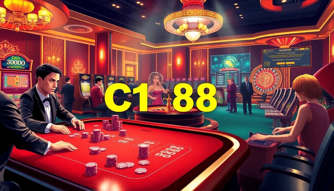 C168 casino scene featuring exciting table games and vibrant slot machines.