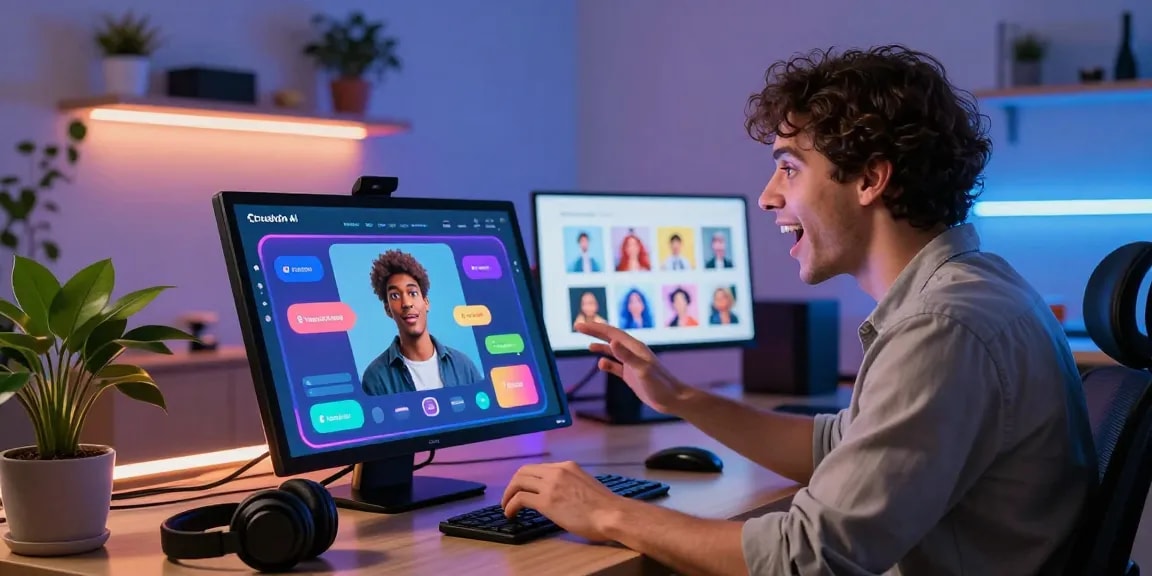 Engaging user interacting with CrushOn AI character on a touchscreen device.