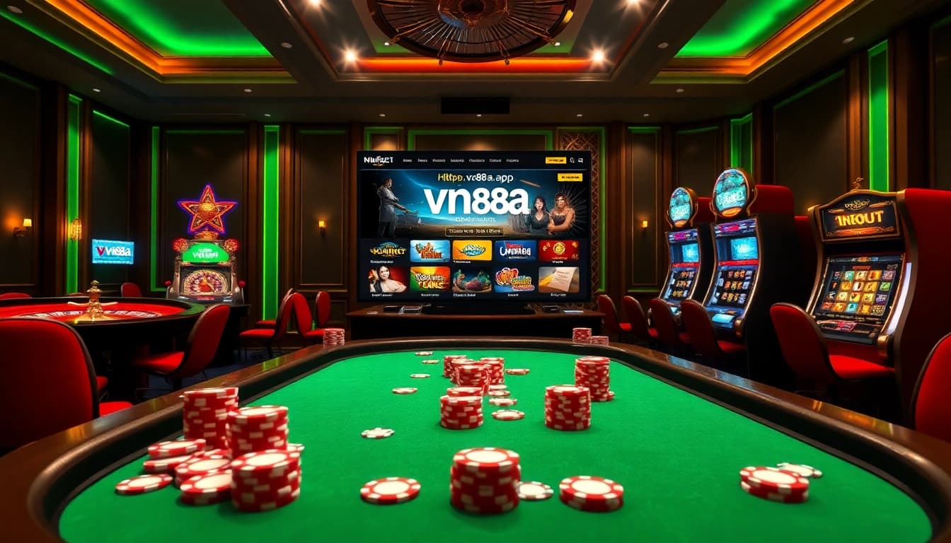 Engage in thrilling gameplay at https://vn88a.app/ with a luxurious poker table scene.