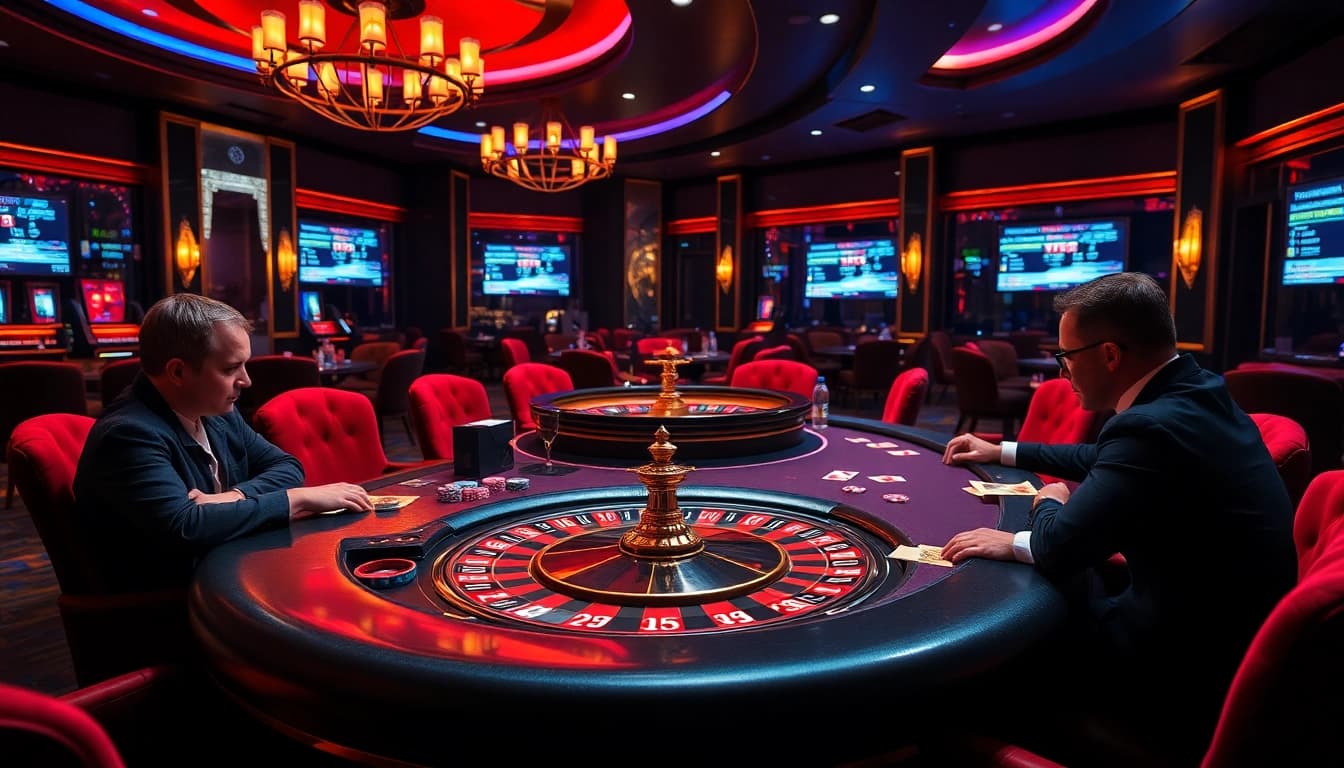 Engaging scene of a poker game in a luxury casino, highlighting hidden wiki 2026 themes and strategic gameplay.