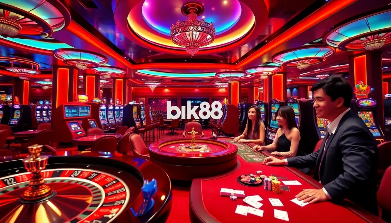 Exciting scene of bk8 สมัครสมาชิก with players enjoying vibrant casino games.