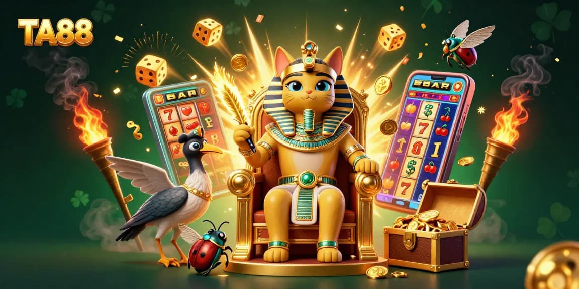 Experience the excitement of TA88 casino with vibrant 3D slot machines and golden treasures.