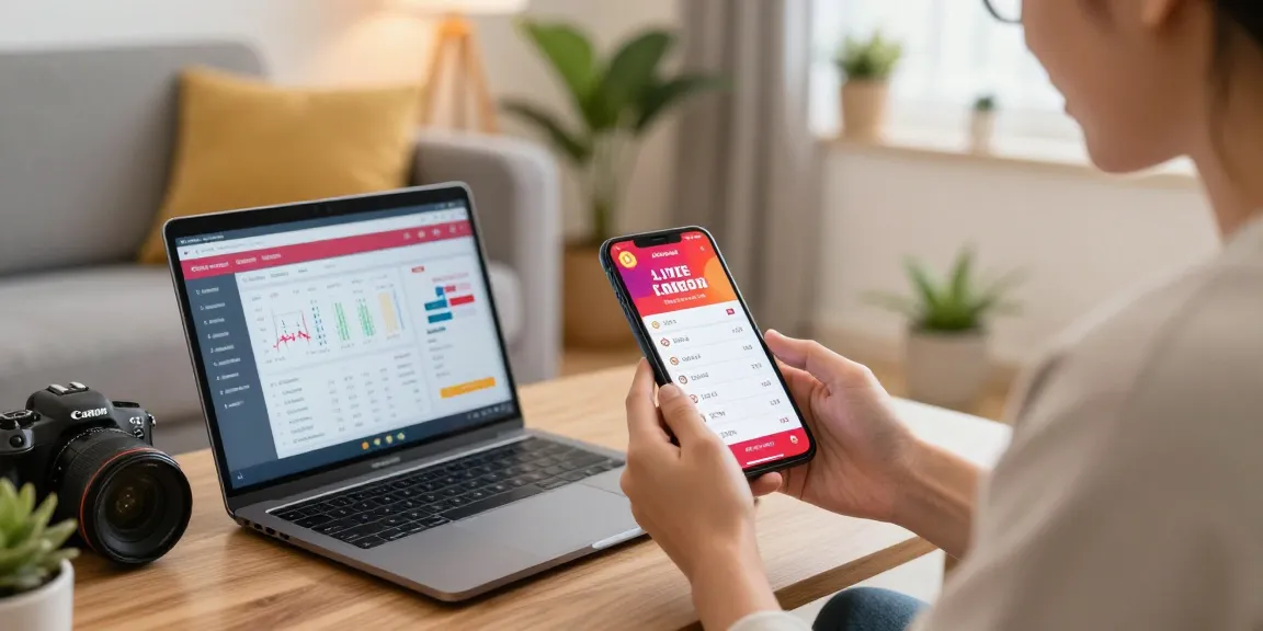 Engaging with situs togel on mobile, exploring lottery trends in a cozy home setting.