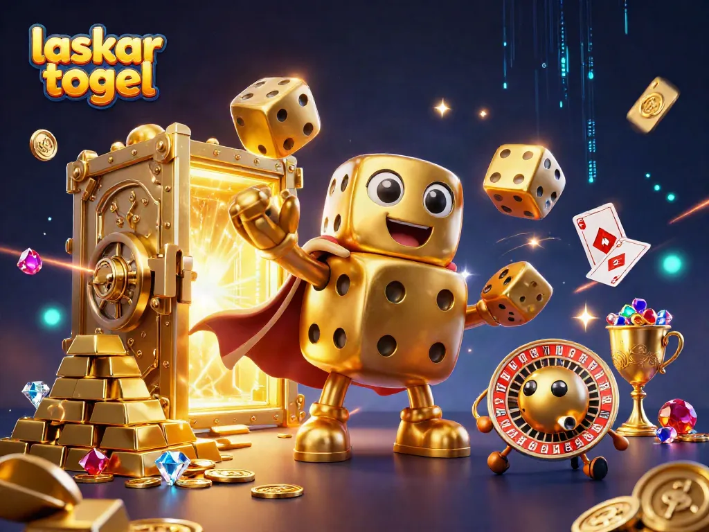 Experience the excitement of laskar togel with thrilling golden dice and vibrant casino elements.