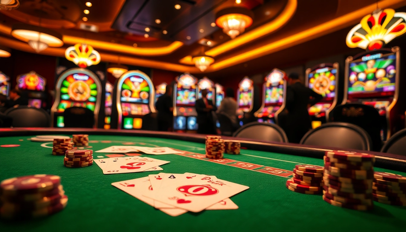 Experience the thrills of gambling with king garuda138 at a luxurious poker table and vibrant slot machines.