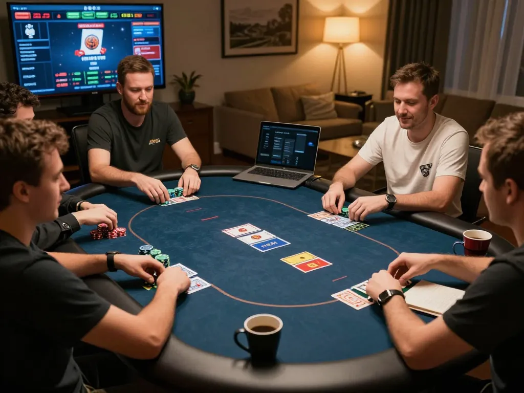 Players enjoying strategic gameplay on 888new-vn poker interface, showcasing vibrant online casino experience