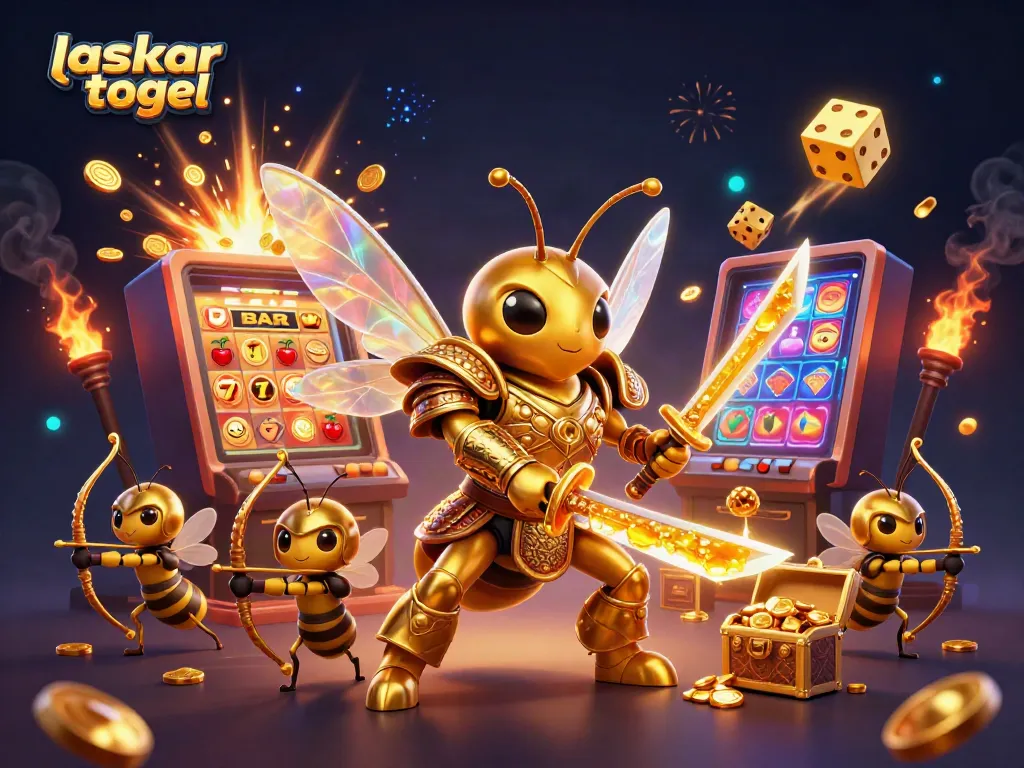 Experience thrilling wins with laskar togel in a vibrant, action-packed 3D casino illustration.
