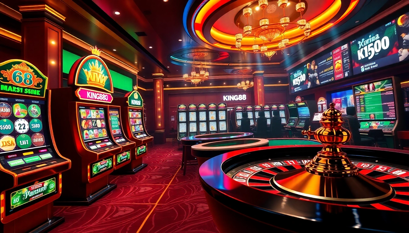 Experience excitement at King88 with vibrant online slots and a roulette wheel.