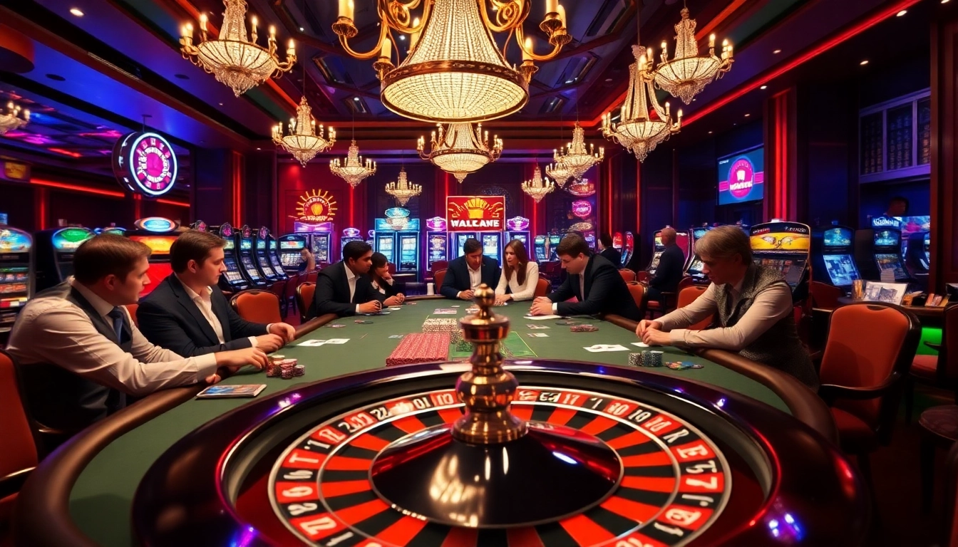 Sodocasino players concentrate on an intense poker game at a luxury casino table filled with vibrant poker chips.