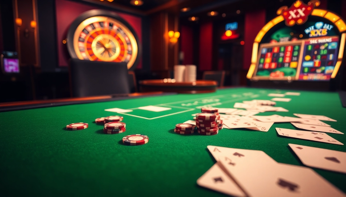 Engaged players at a shining gambling table showcasing XX 88 poker action and exhilarating bets.