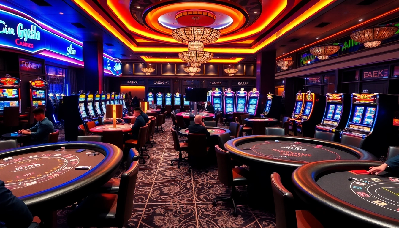 Engage in thrilling gameplay with Bongdalu's professional casino experience featuring poker tables and vibrant slot machines.