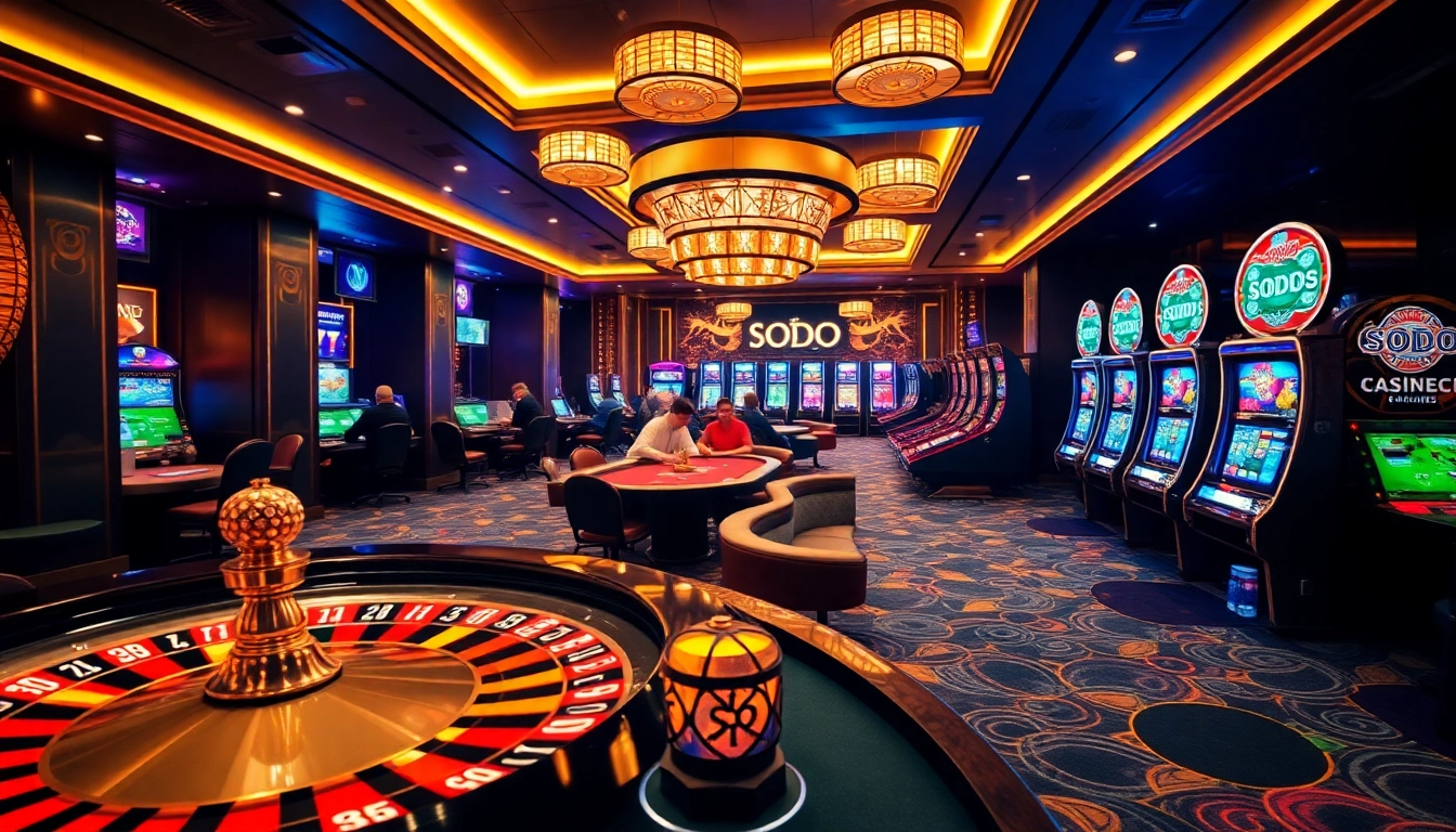 SODO Casino features immersive gambling experiences with vibrant slot machines and poker tables.