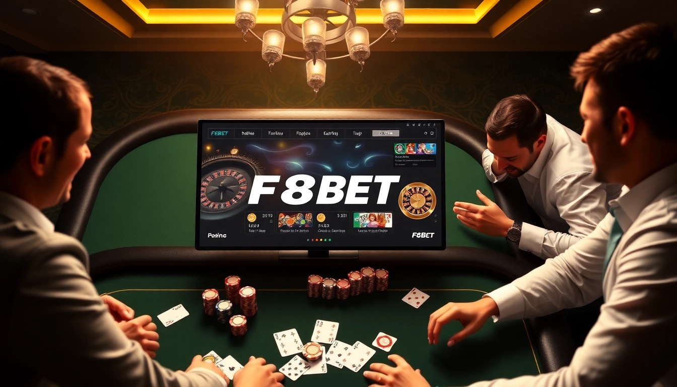 Join the excitement at F8BET with poker chips and vibrant gaming action.